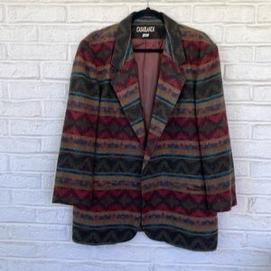 Vintage Casablanca Wool Blend Aztec Print Blazer